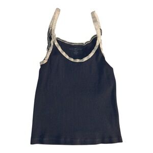 navy blue BRANDY MELVILLE tanktop with white lace